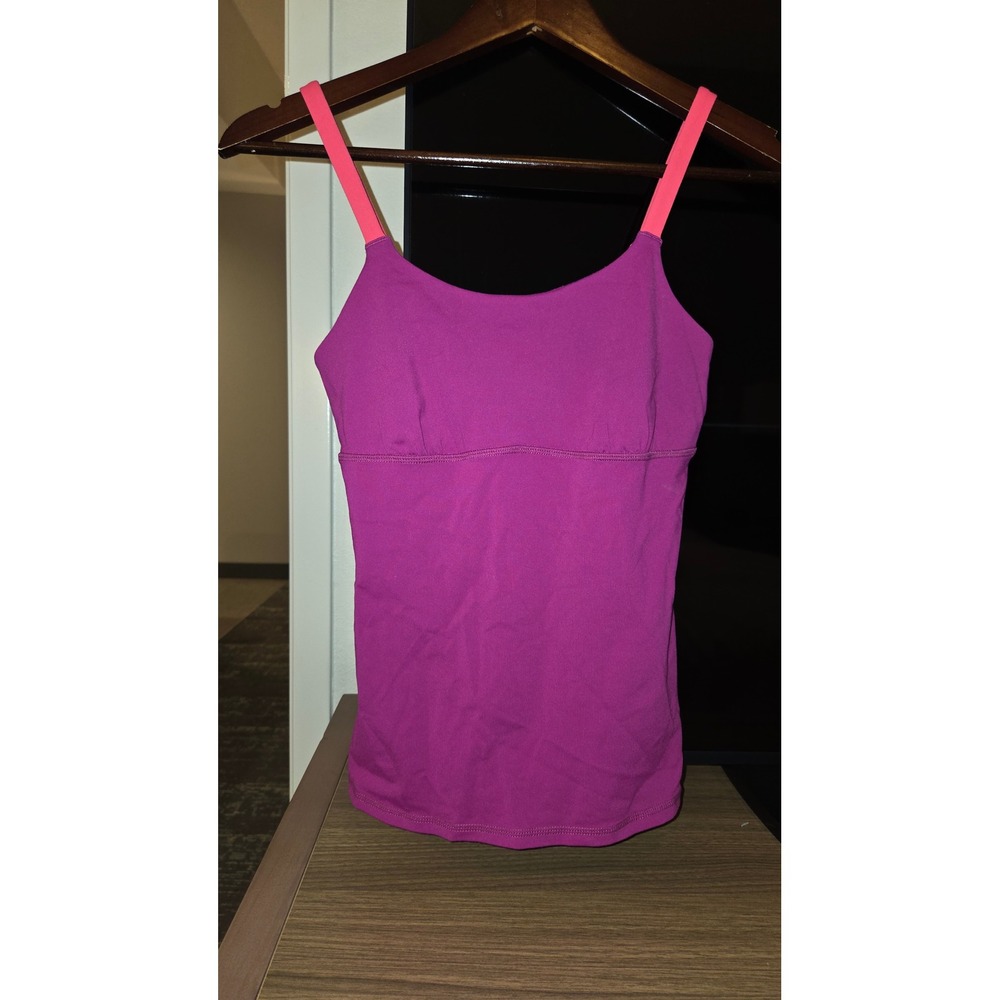 Prana Womens XS Magenta Purple Strappy Back Activewear Tank Top with Shelf Bra